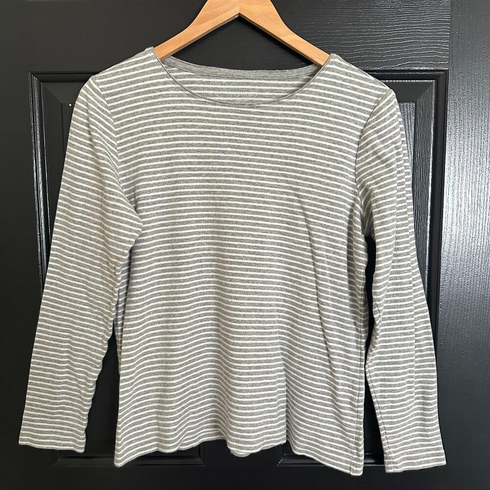 Christopher & Banks Grey Striped Tee